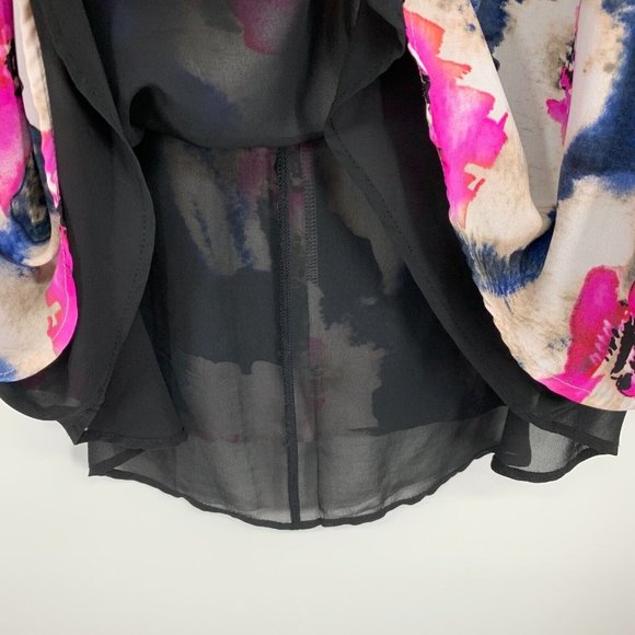 ASTR Dress Black Watercolor Floral Print Mini Shift Sleeveless - Picture 6 of 10